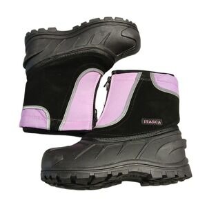 Itasca Snow Stomper Pac Boots Girls Size 3 Multi Leather Reflective Trim Zip Up